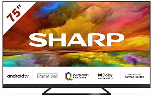 SHARP 4T-C75EQ3KM2AG: 75-Inch 4K UHD Quantum Dot Frameless Android Smart TV